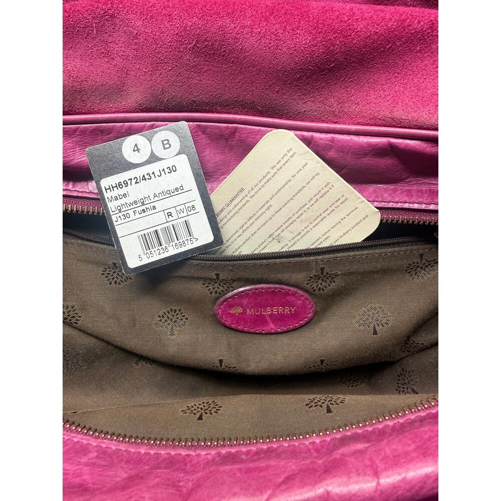 Mulberry Mabel Fuchsia Pink Antiqued Leather Satchel Shoulder Bag - Picture 3 of 5